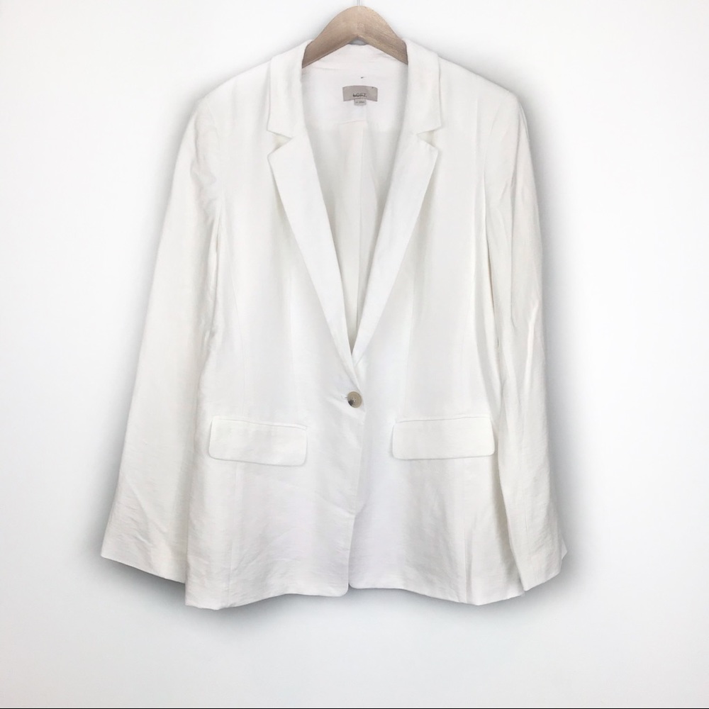 Loft White Textured Long Blazer